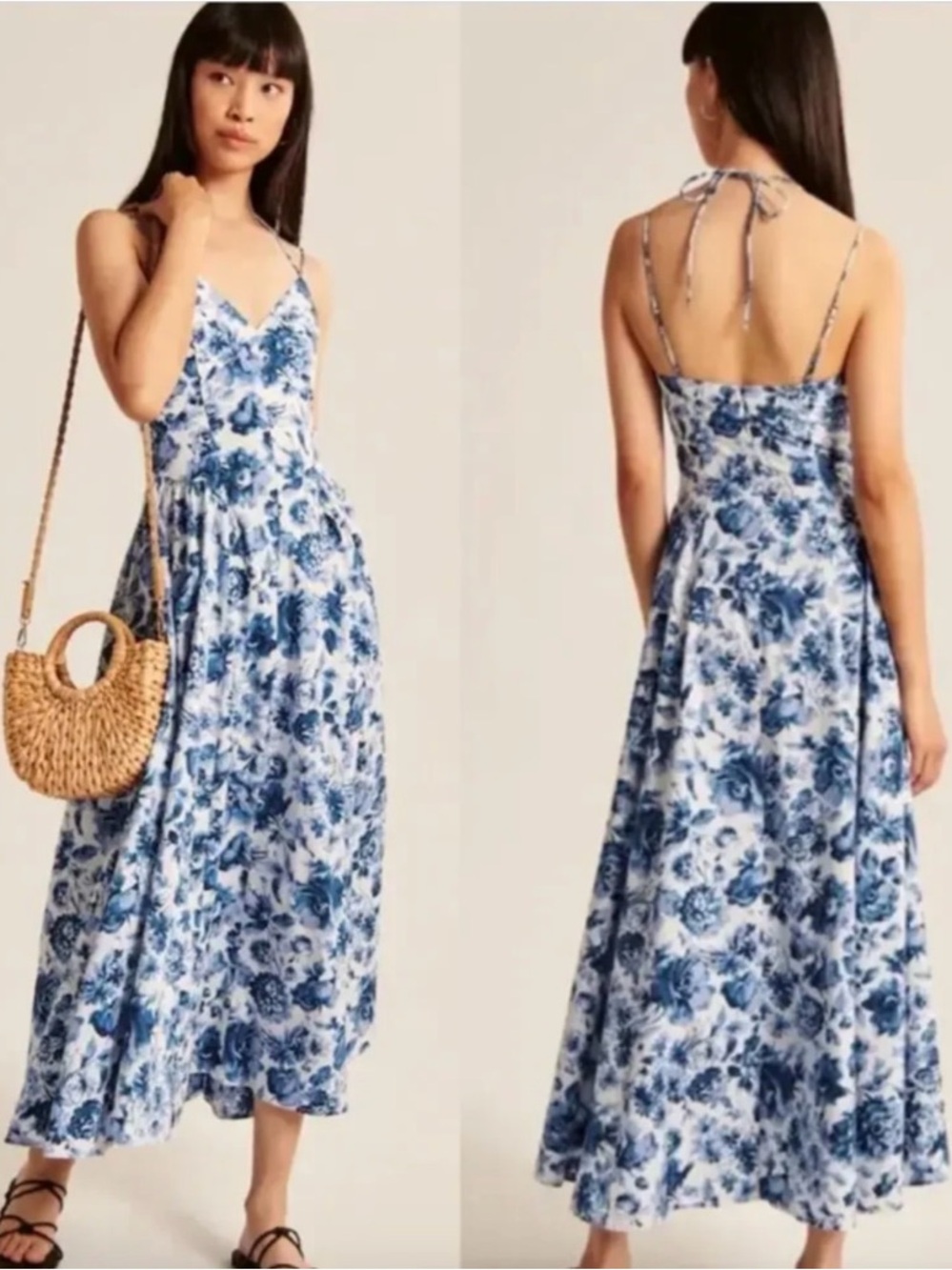 Abercrombie & Fitch Strappy Drop-Waist Maxi Dress Size L